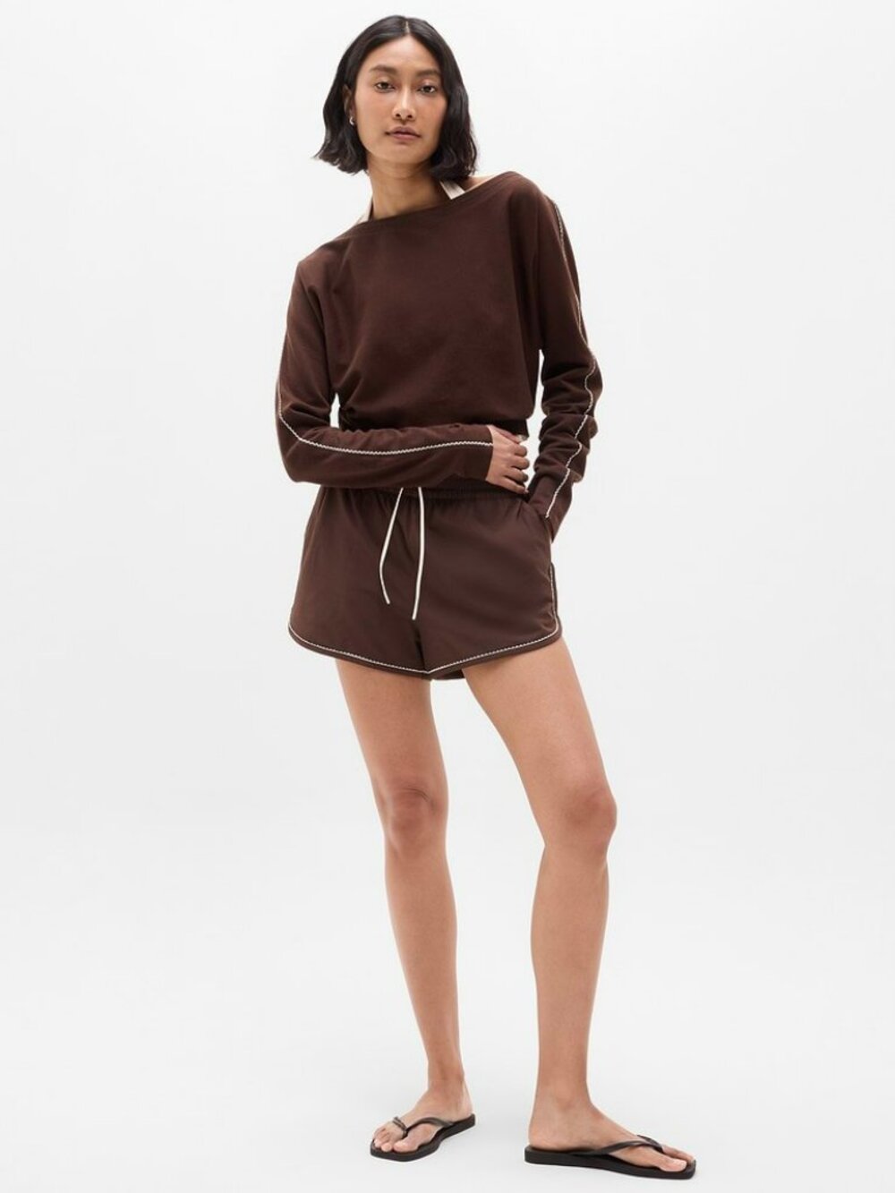 Athleta XS Extra Small Airy Cotton Terry Boatneck Picot Sweatshirt NWT! #1174249